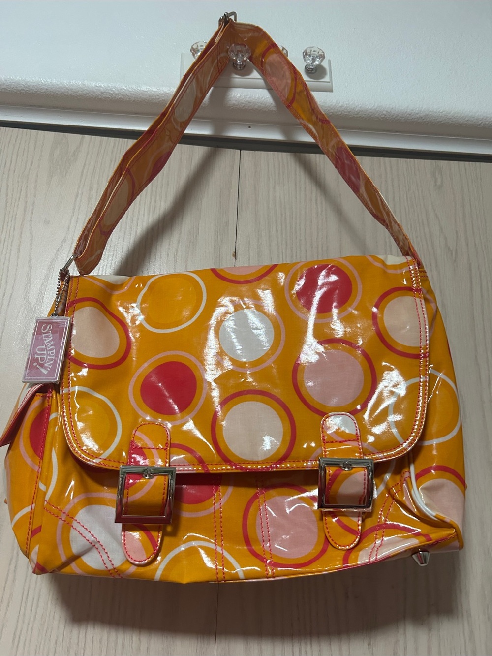 Stampin' Up! Yellow Vinyl Polka Dot Shoulder Bag